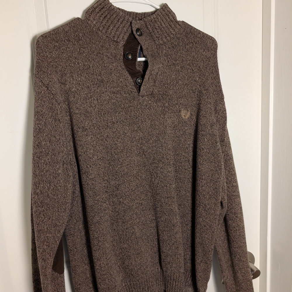Chaps Brown Button Up Quarter Zip